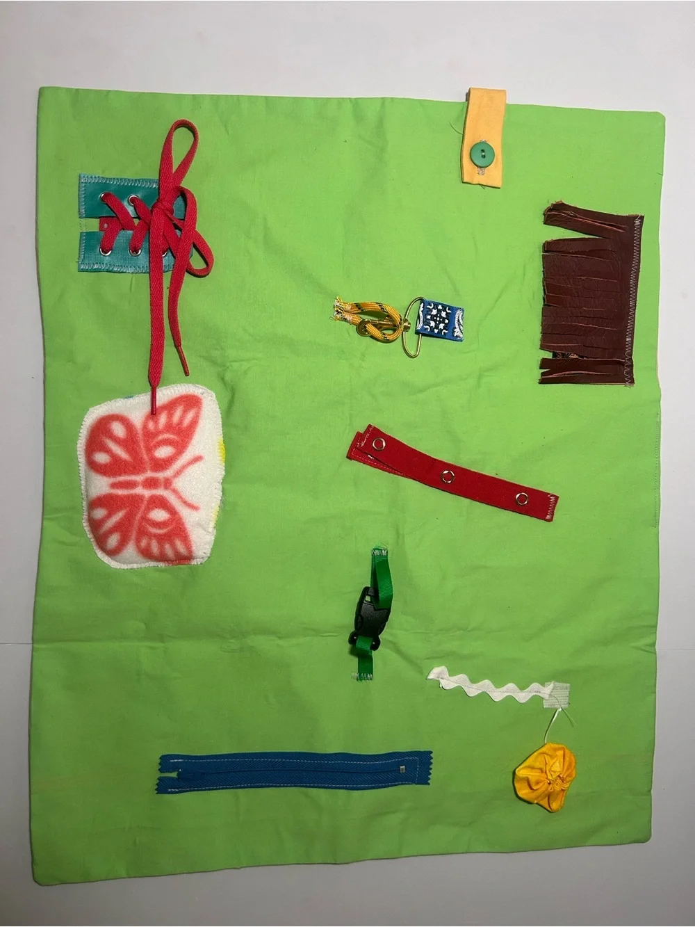 Kids Sensory Activity Mat - Green Multi-Color Fasteners toddler activity